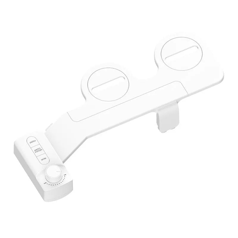 Rinse Pro pure white bidet attachment kit with brass fittings and removable cleaning nozzle on a white background
