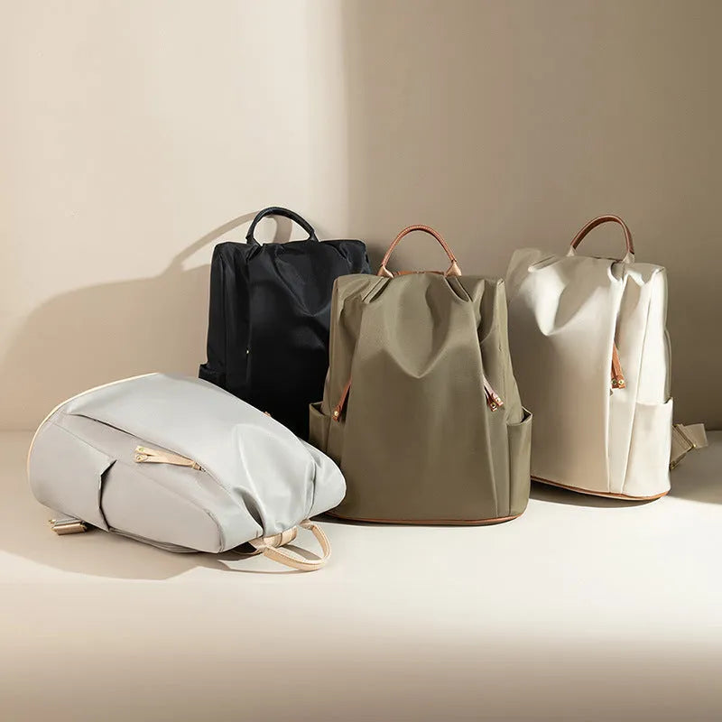 Fashion commuter large-capacity contrast colour nylon travel backpack with multiple pockets in urban simplicity style