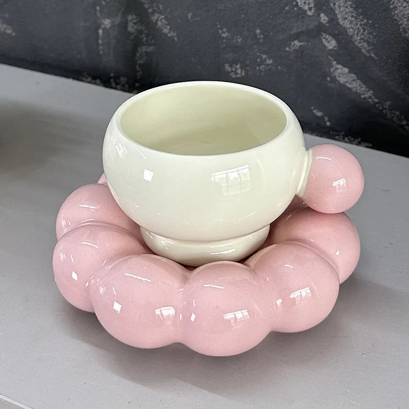 Ceramic coffee set with cup and dish in Nordic simple style, 250ml capacity, high temperature resistant