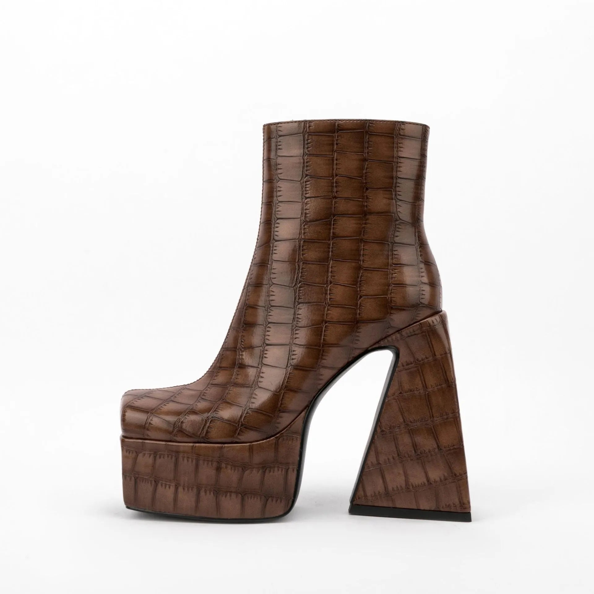 Women's solid colour ankle boot with a super high heel, shown in an available colour option.