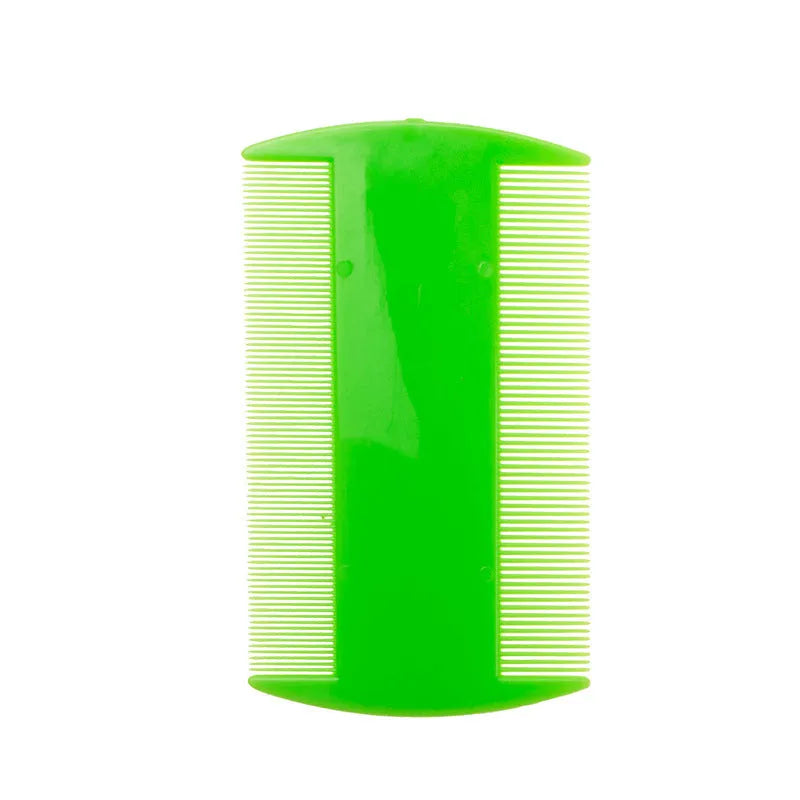 A white double-sided fine-toothed plastic comb for lice and flea detection on a plain background.