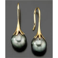 A pair of retro-style women's fashion earrings with an imitation gold electroplated finish.