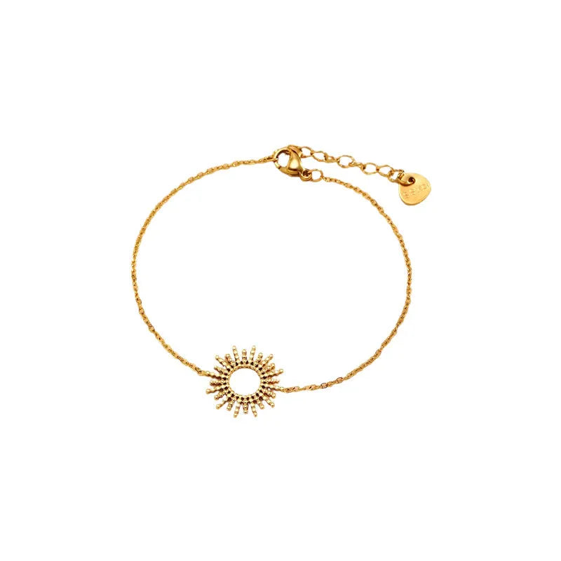 Sunflower Series 14K gold geometric chain necklace and bracelet set for women
