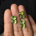 Natural olivine faceted stud earrings in S925 sterling silver with 6×8mm oval green stones