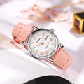 Women's automatic mechanical watch with steel case and choice of steel bracelet or coloured leather strap.