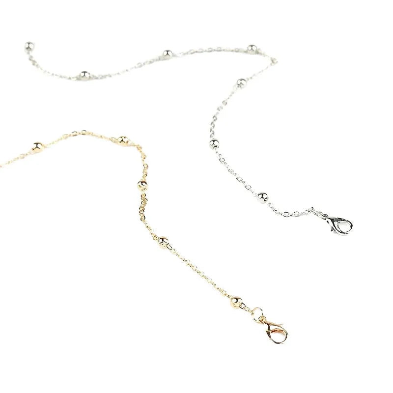 Gold or silver twisted chain anklet with geometric pendant for women