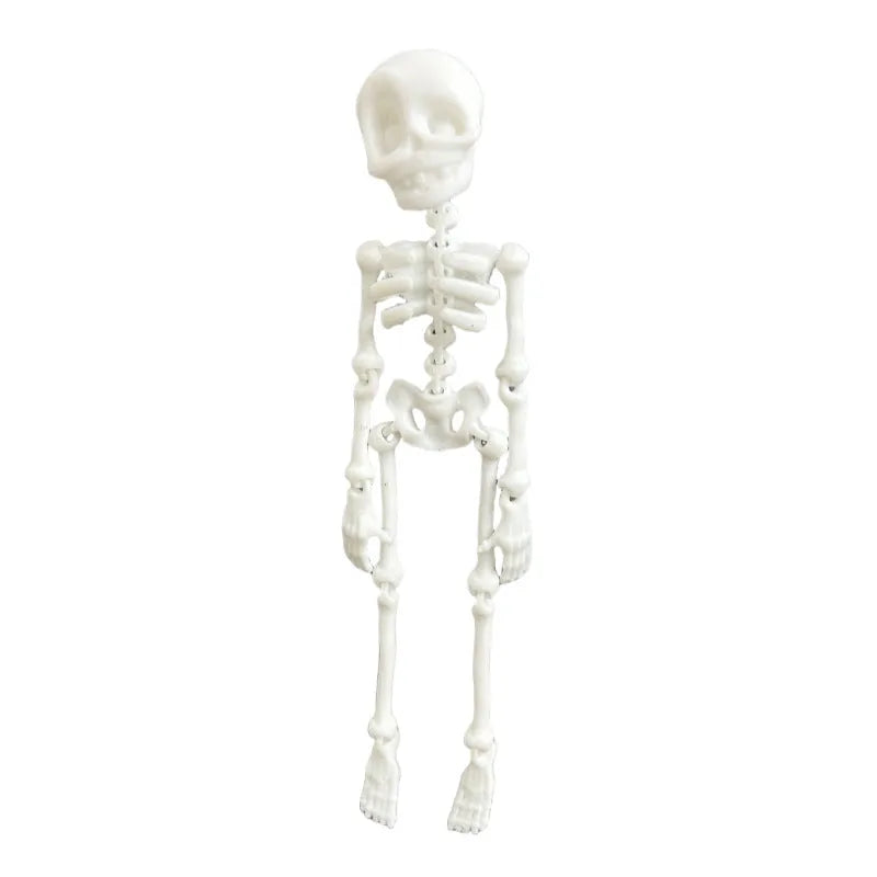 3D printed white skull Halloween fridge magnet on a metal surface showing detailed design.
