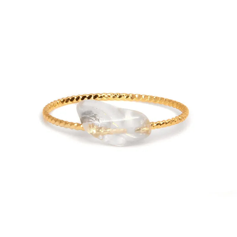 Geometric-shaped agate ring for women in a choice of eight colours on a neutral background.