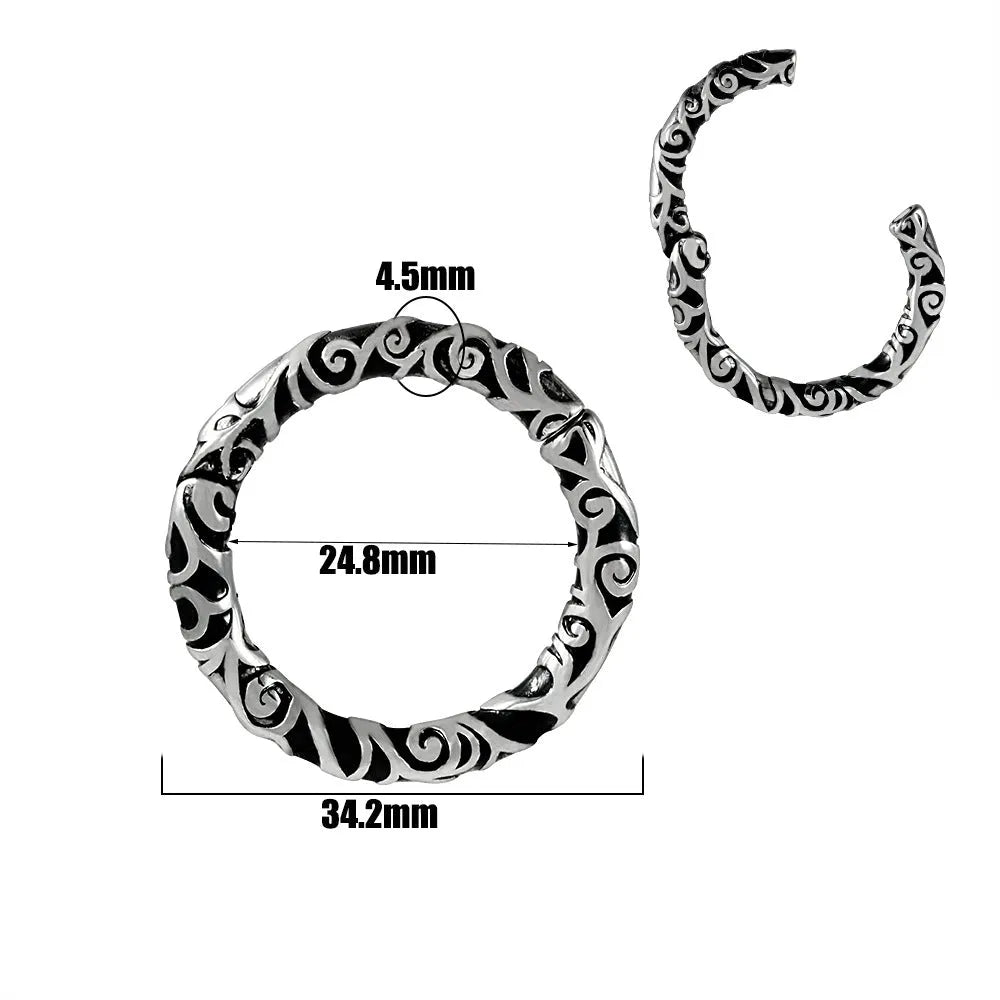 Stainless steel fashion earrings with geometric totem pattern in electroplated finish