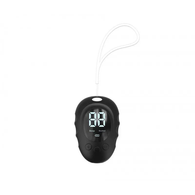 Handheld silicone sleep aid grip device with remote control in black, green, or white colour.