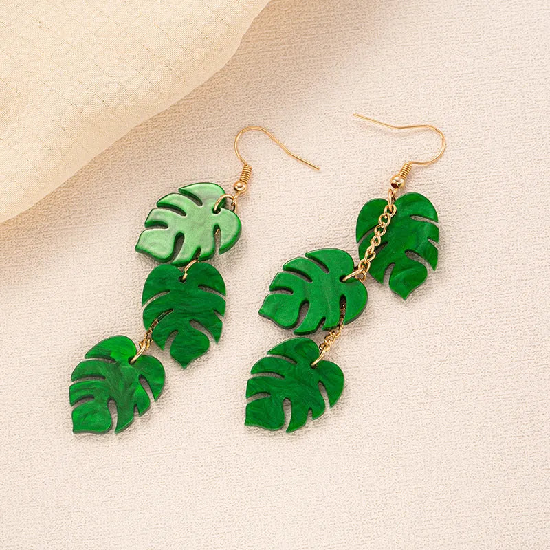 Acrylic Artocarpus heterophyllus design drop earrings with alloy hooks in one of five colour styles.