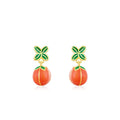 S925 sterling silver lucky persimmon stud earrings with ED3325 colour finish