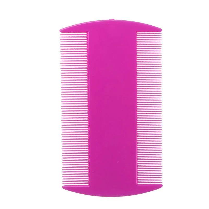 A white double-sided fine-toothed plastic comb for lice and flea detection on a plain background.