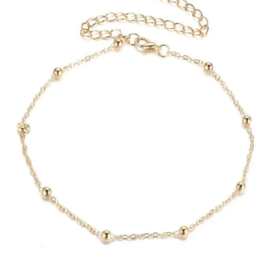 Gold or silver twisted chain anklet with geometric pendant for women