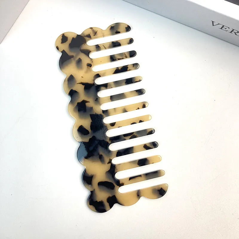 Geometric acetate hair comb with wave design in multiple colour options for women's hairdressing