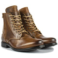 Men's brown and black two-tone leather boots with a side zipper from the Knight Series.