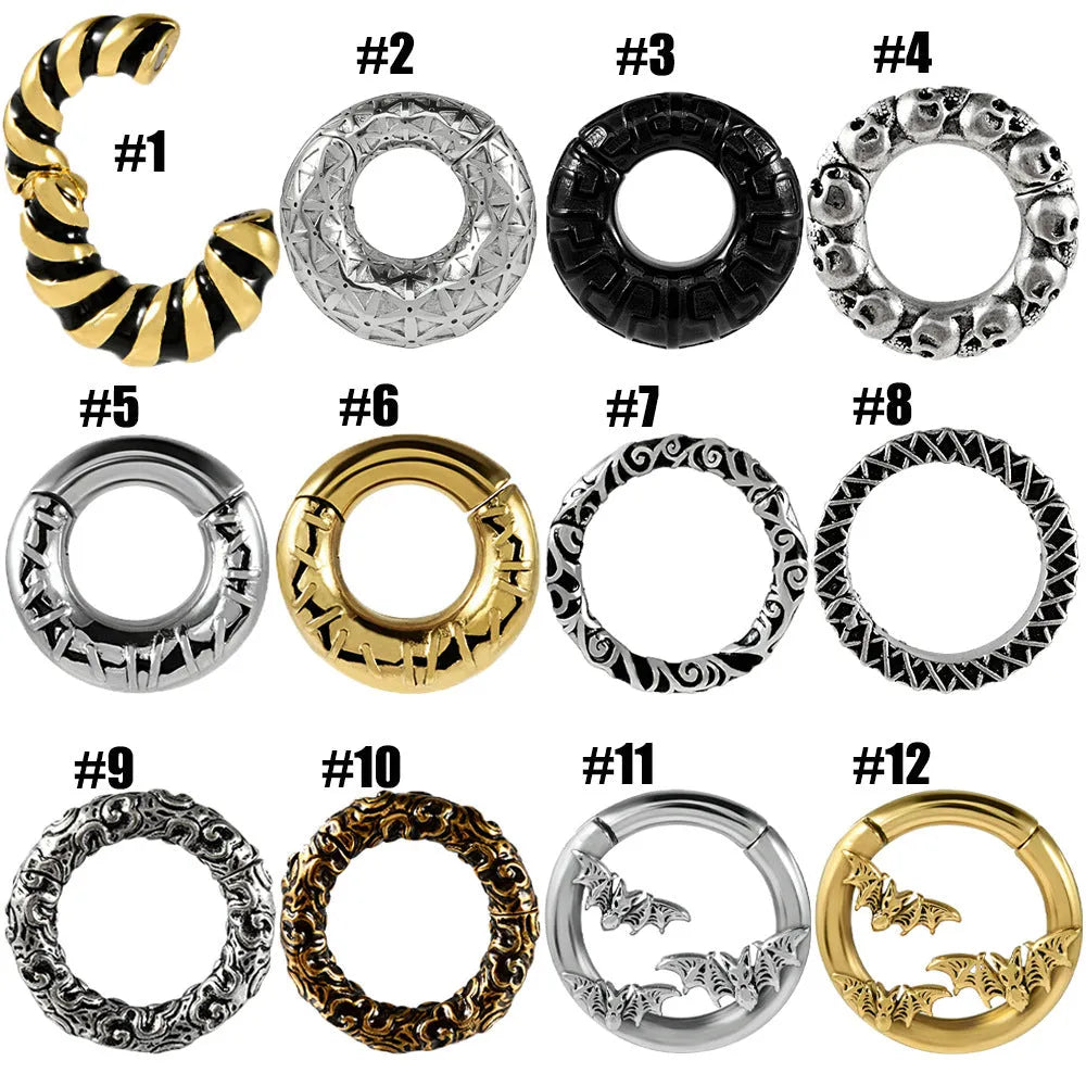 Stainless steel fashion earrings with geometric totem pattern in electroplated finish