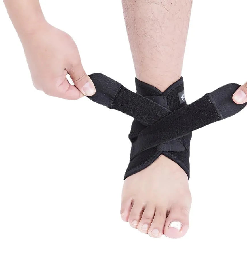 Black sports ankle support protective gear for basketball football running injury prevention