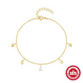 Gold colour 925 sterling silver bracelet with water drop diamond pendant for women