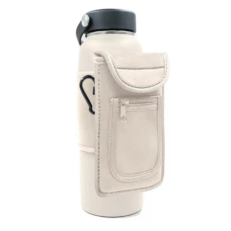 Fitness magnetic cup sleeve in various colours showing magnetic and carabiner closure styles