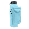 Fitness magnetic cup sleeve in various colours showing magnetic and carabiner closure styles