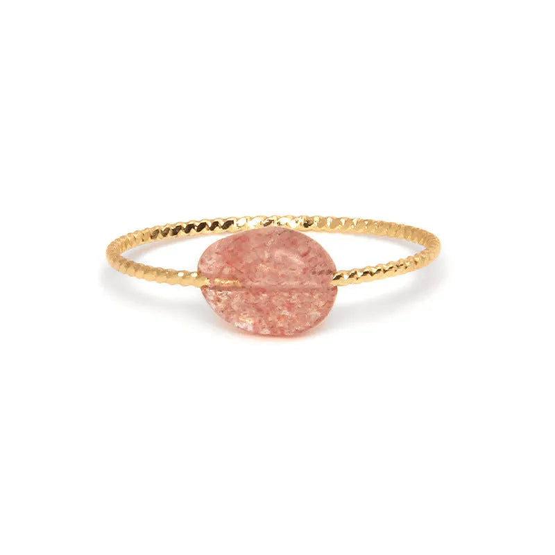 Geometric-shaped agate ring for women in a choice of eight colours on a neutral background.