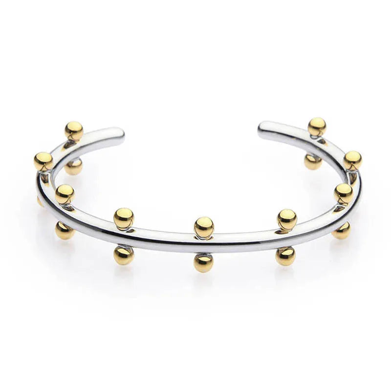 Stainless steel C-shaped bean bead with textured rivet detail for jewellery making
