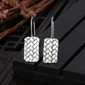 Women's silver geometric earrings with diamond plaid woven pattern