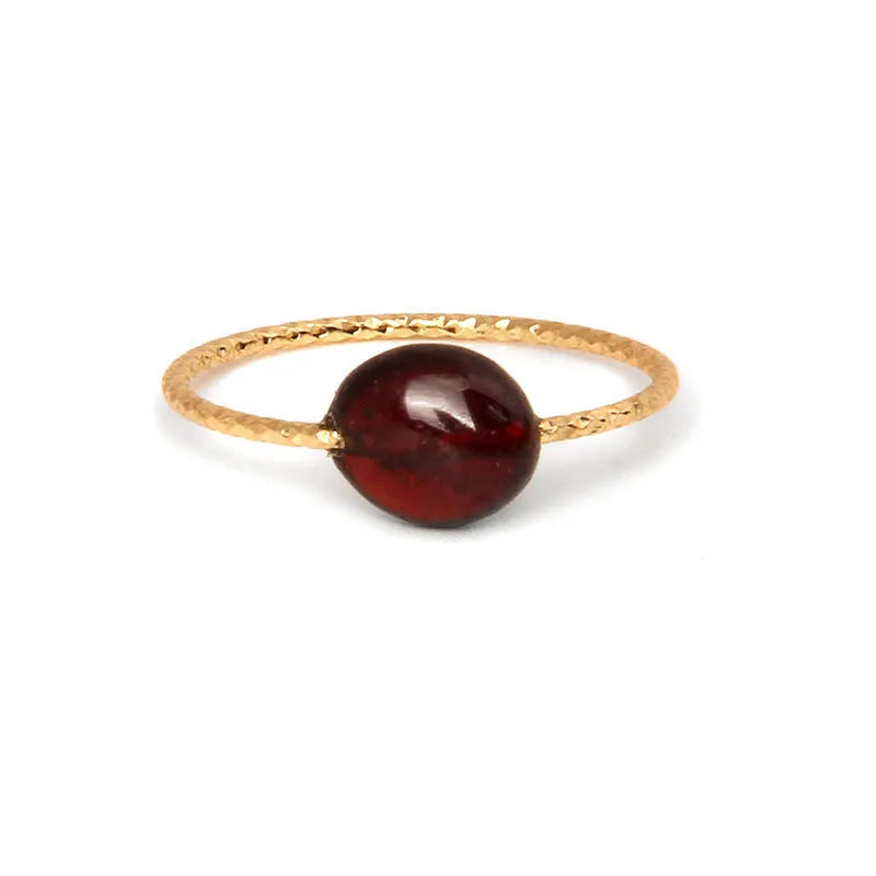 Geometric-shaped agate ring for women in a choice of eight colours on a neutral background.