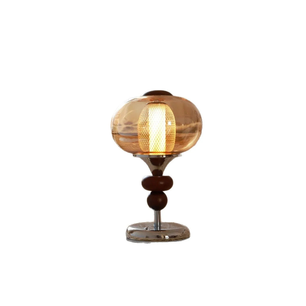Solid wood palace-style table lamp with touch control and three colour lighting