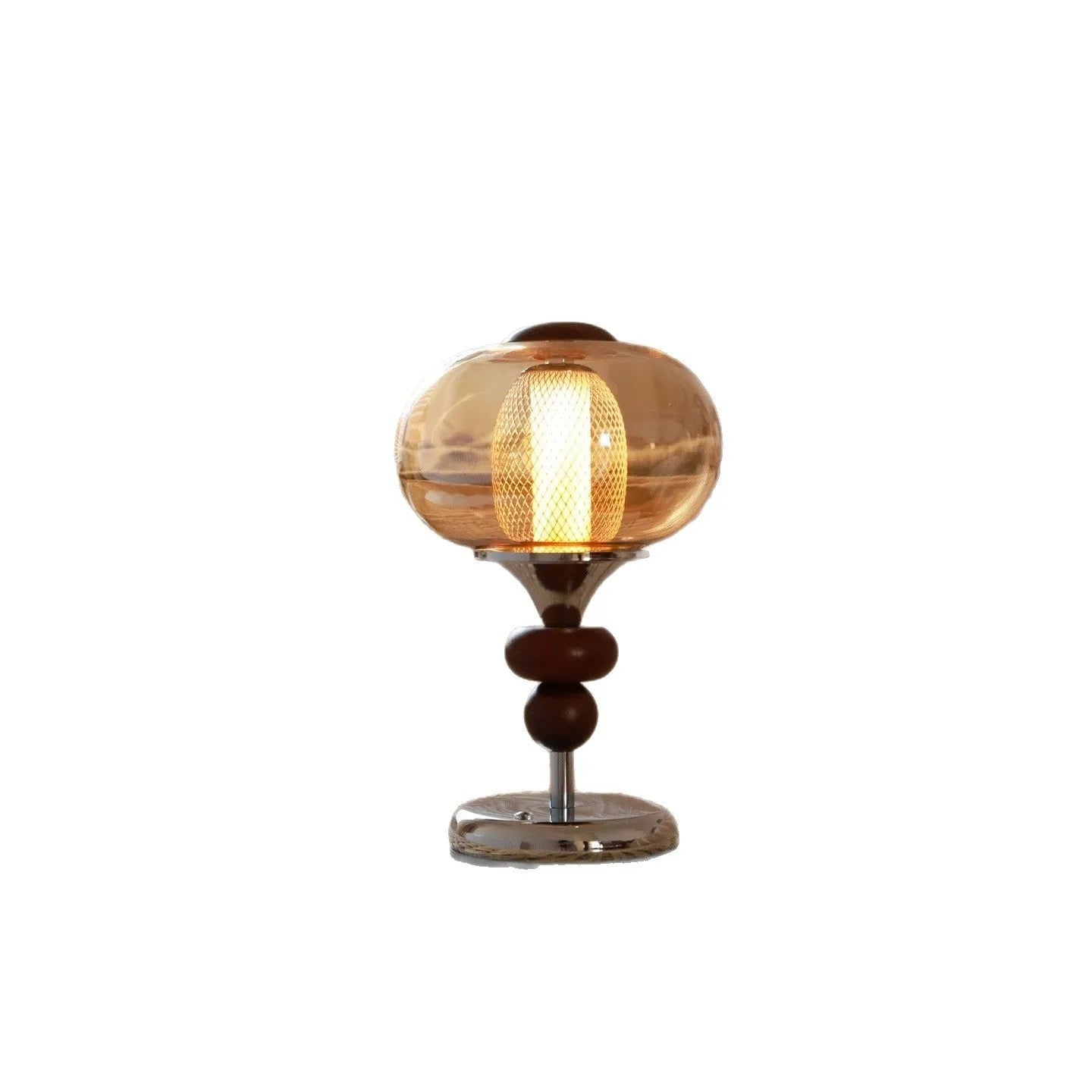 Solid wood palace-style table lamp with touch control and three colour lighting
