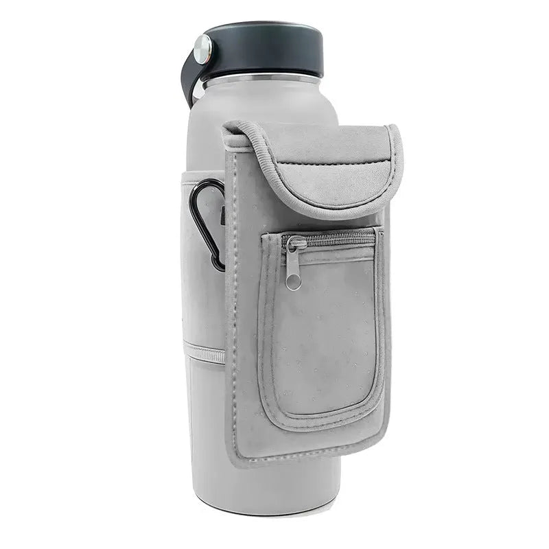 Fitness magnetic cup sleeve in various colours showing magnetic and carabiner closure styles