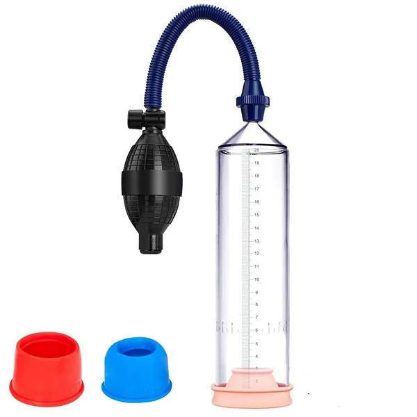 Male penis simulator silicone cover accessory with plastic valve exerciser and complete component set