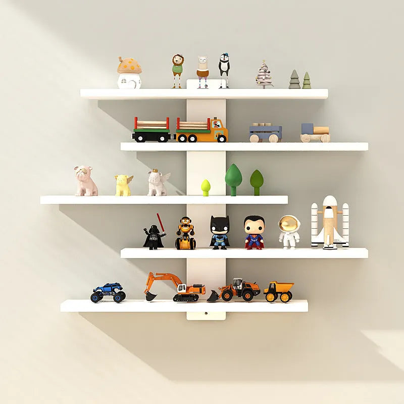 Five-tier wall-mounted PVC storage rack for blind boxes and toy display in choice of colours