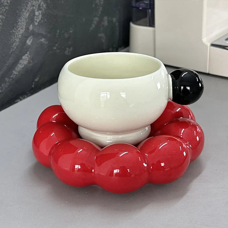 Ceramic coffee set with cup and dish in Nordic simple style, 250ml capacity, high temperature resistant