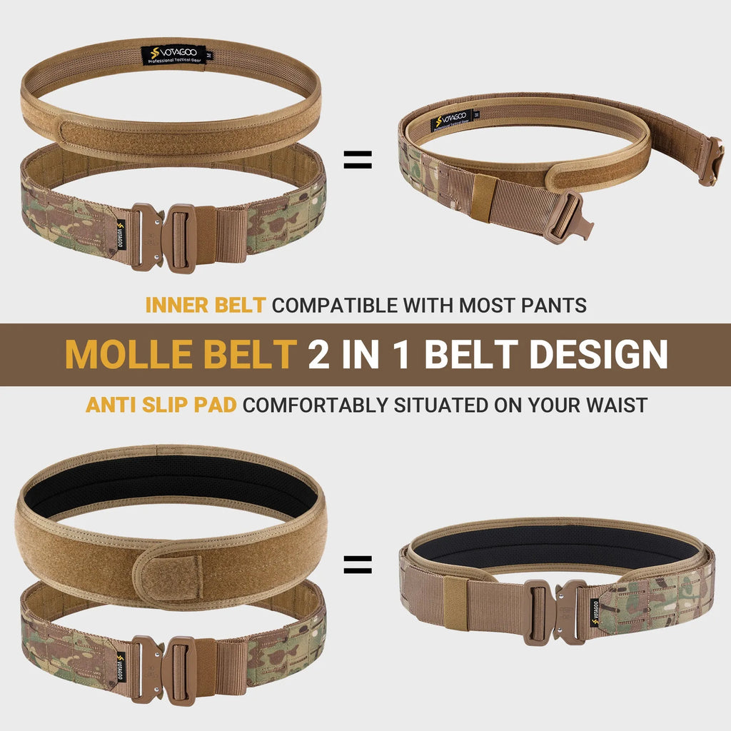 VOTAGOO 2-inch wide tactical belt with quick-release buckle in CP camouflage colour.