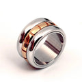 Ultra-wide gold titanium steel ring with rotating knuckle tail component