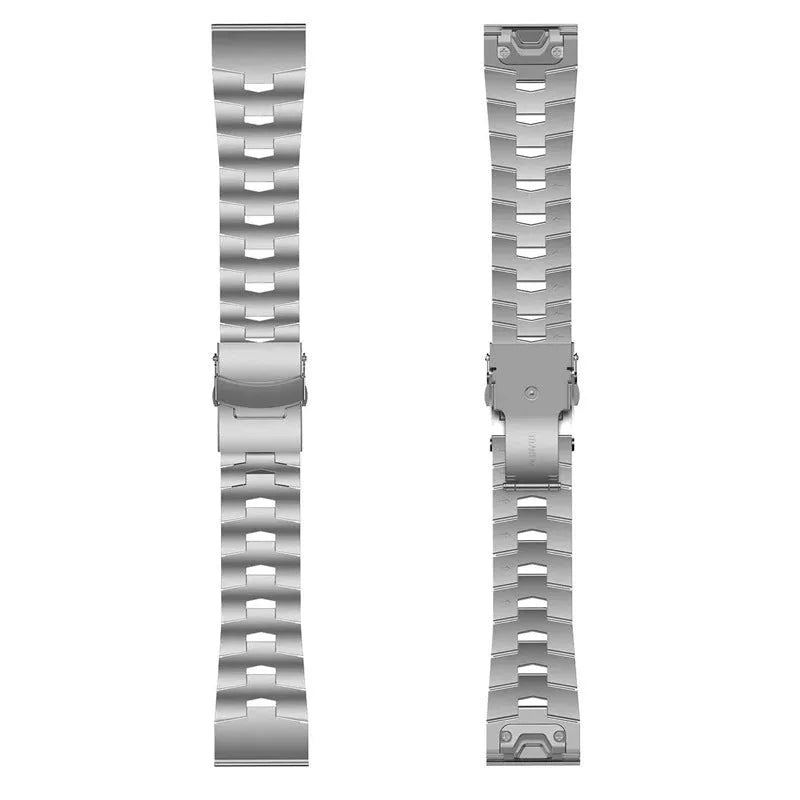 Garmin Jiaming Fenix series replacement watch strap in black, silver, or titanium colour with 22mm or 26mm width options