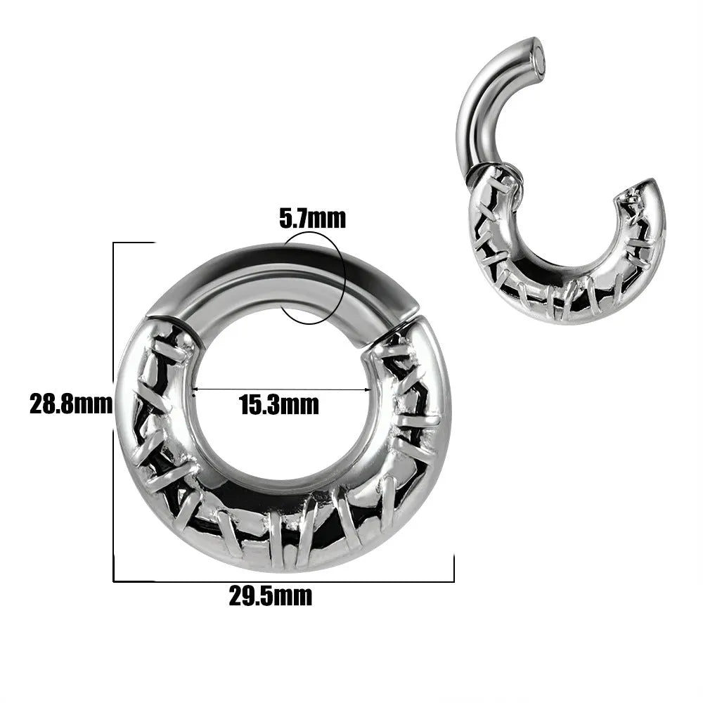Stainless steel fashion earrings with geometric totem pattern in electroplated finish