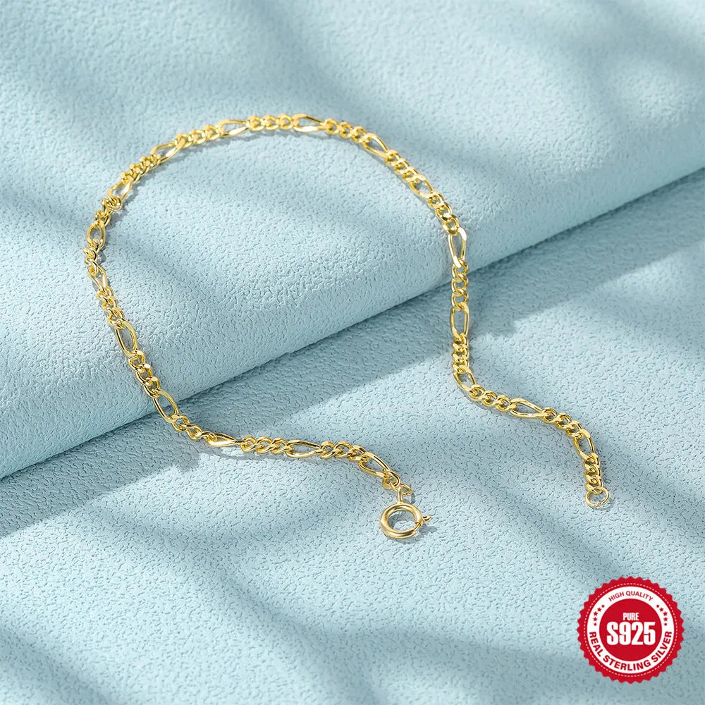 925 silver unisex bracelet with gold or platinum electroplated finish, simple European American style