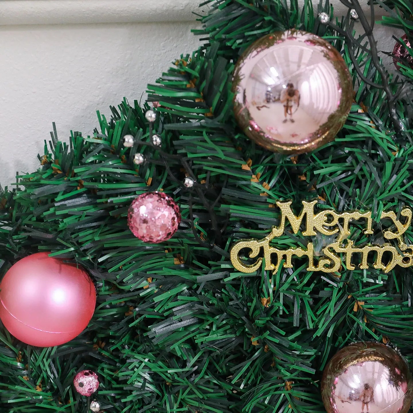 2.7 metre pink artificial Christmas rattan vine decoration with optional LED lights