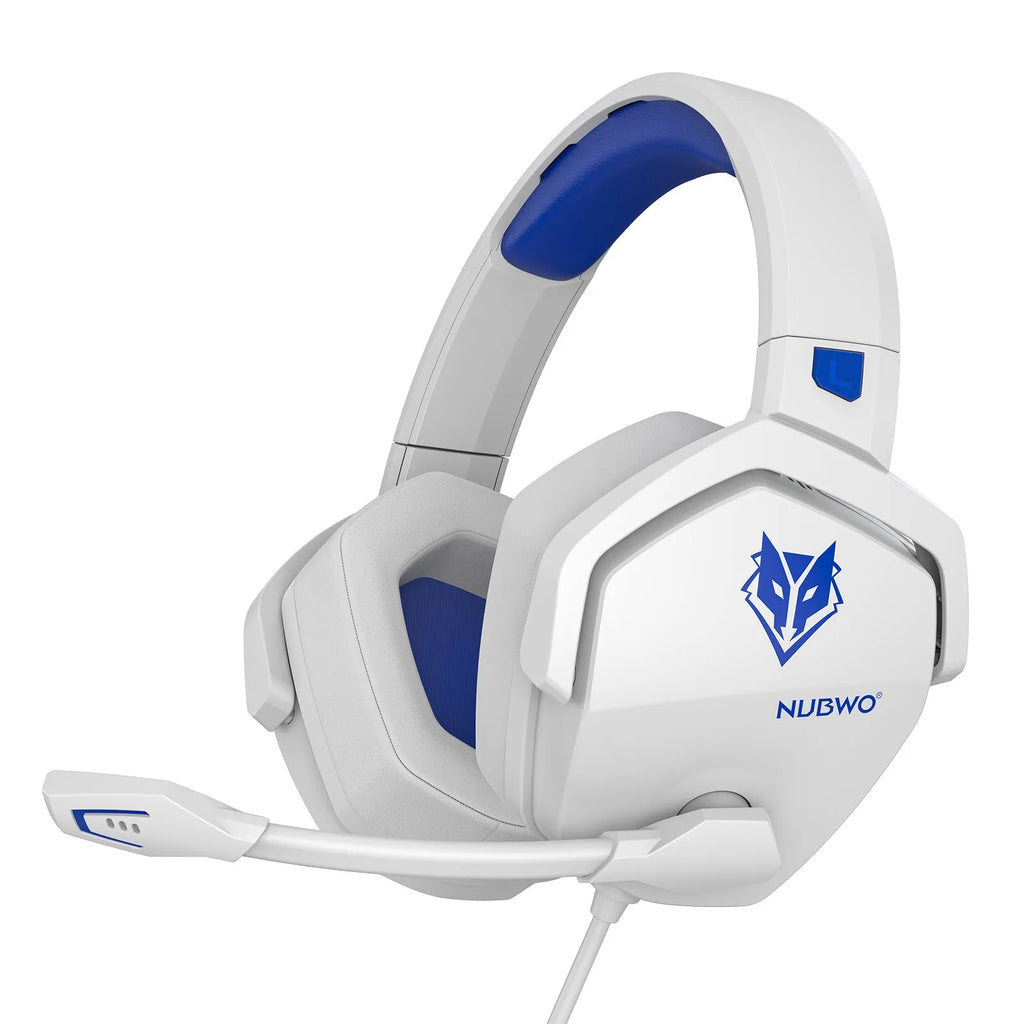 Wired esports game headset with 50mm driver, artificial leather earmuffs, and braided cable in black and orange