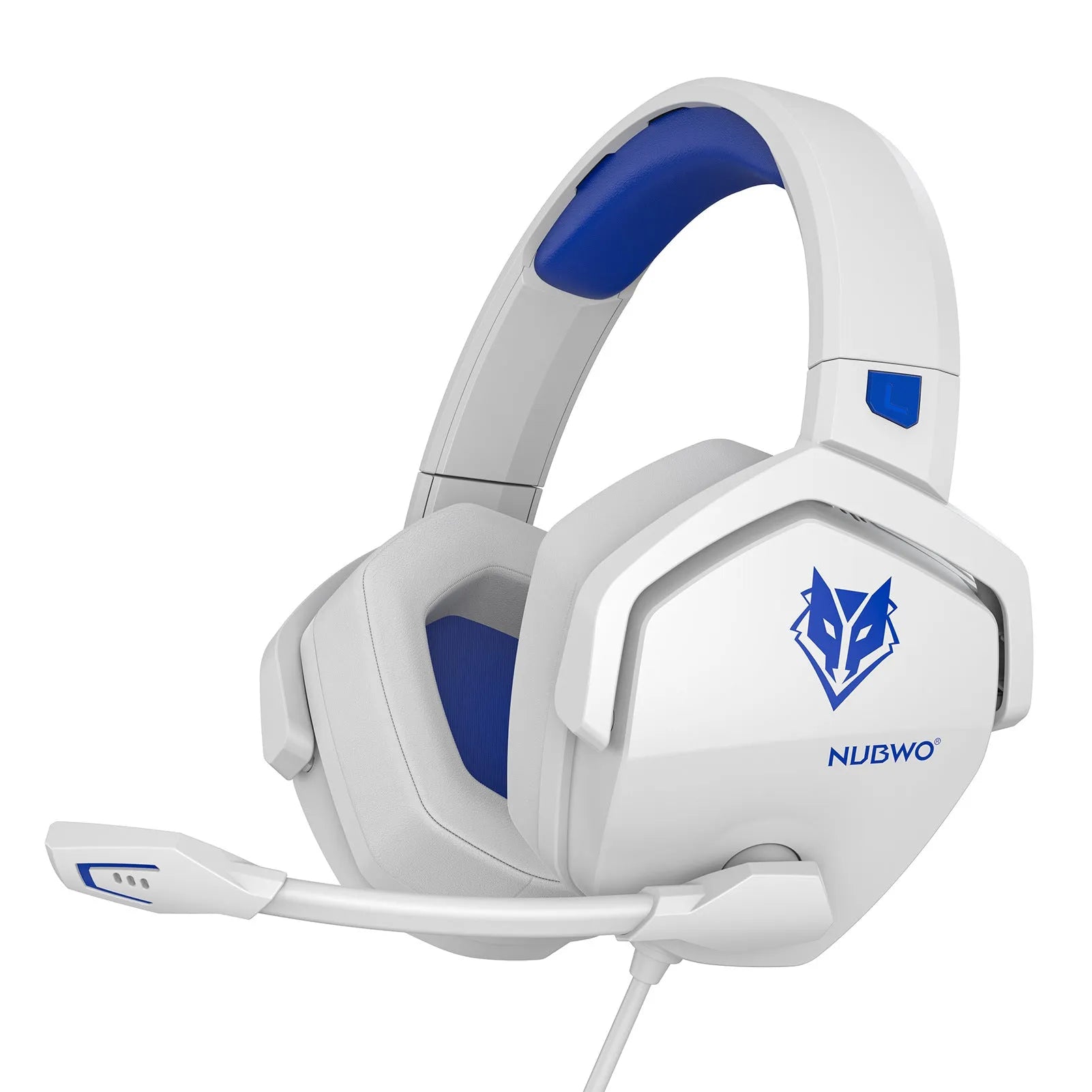 Wired esports game headset with 50mm driver, artificial leather earmuffs, and braided cable in black and orange
