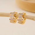 Gold copper earrings with small zircon stones in ins style design