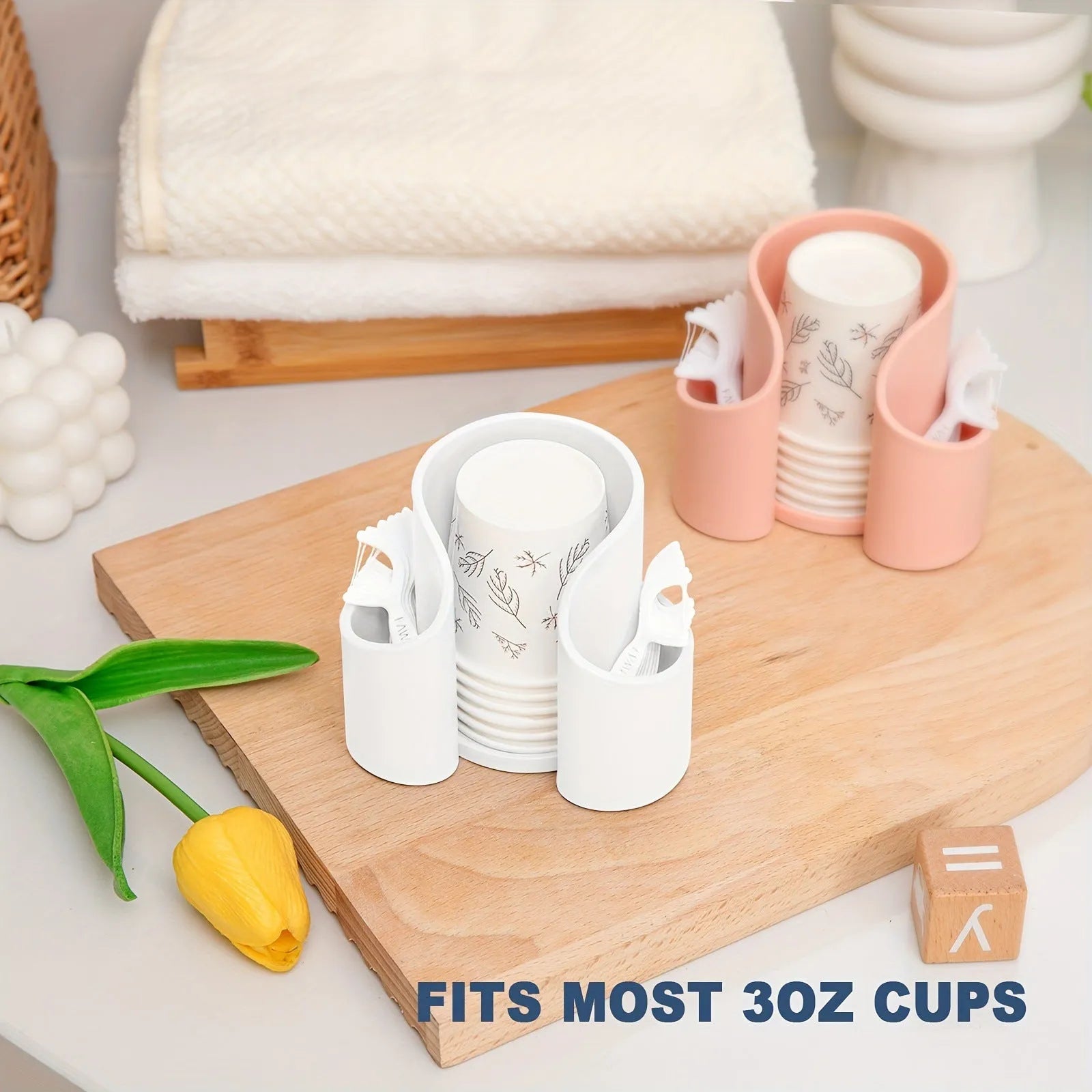 A solid colour plastic cotton box for dental floss storage, shown in black, blue, pink, and white colour options.