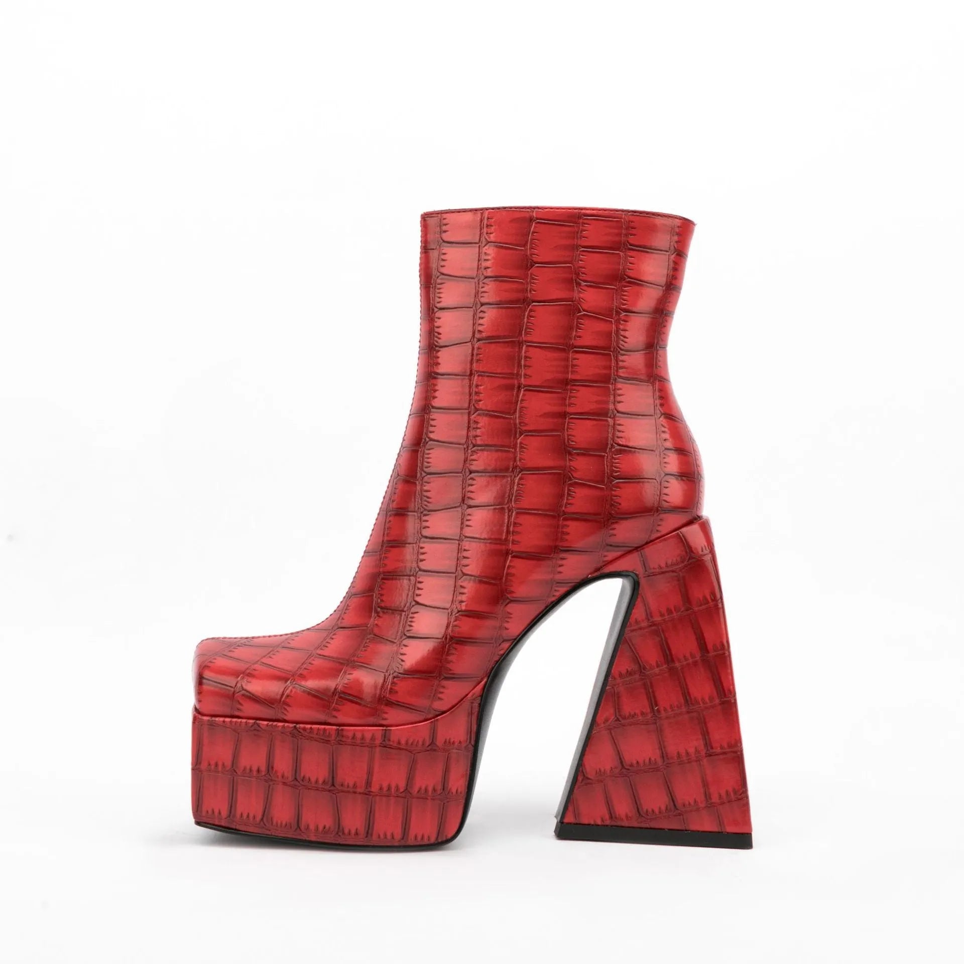 Women's solid colour ankle boot with a super high heel, shown in an available colour option.