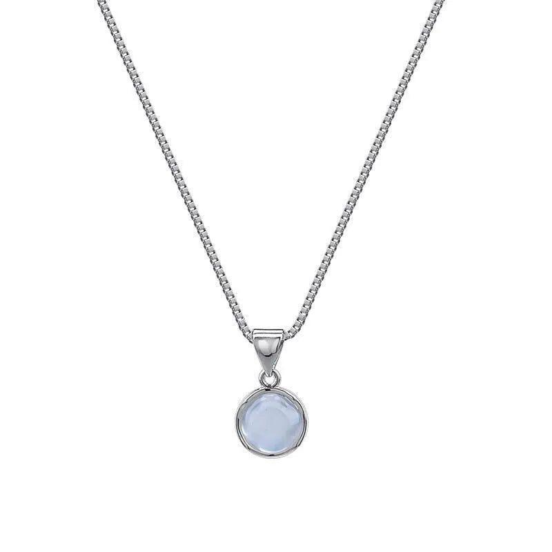 Women's Korean-style oval artificial crystal star pendant necklace on an adjustable box chain.