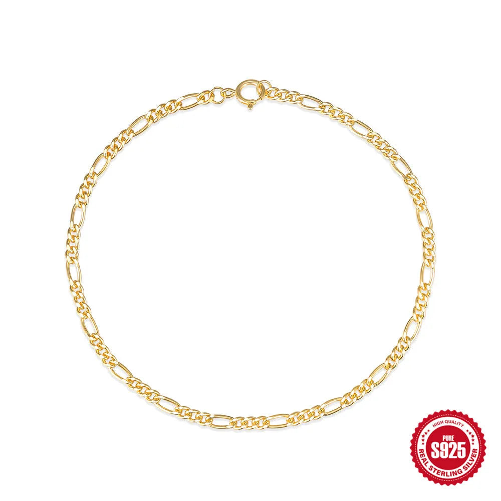 925 silver unisex bracelet with gold or platinum electroplated finish, simple European American style