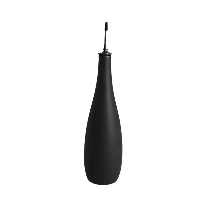 Ceramic oil pot with funnel and brush, 650ml capacity in black, coffee, or white ceramic