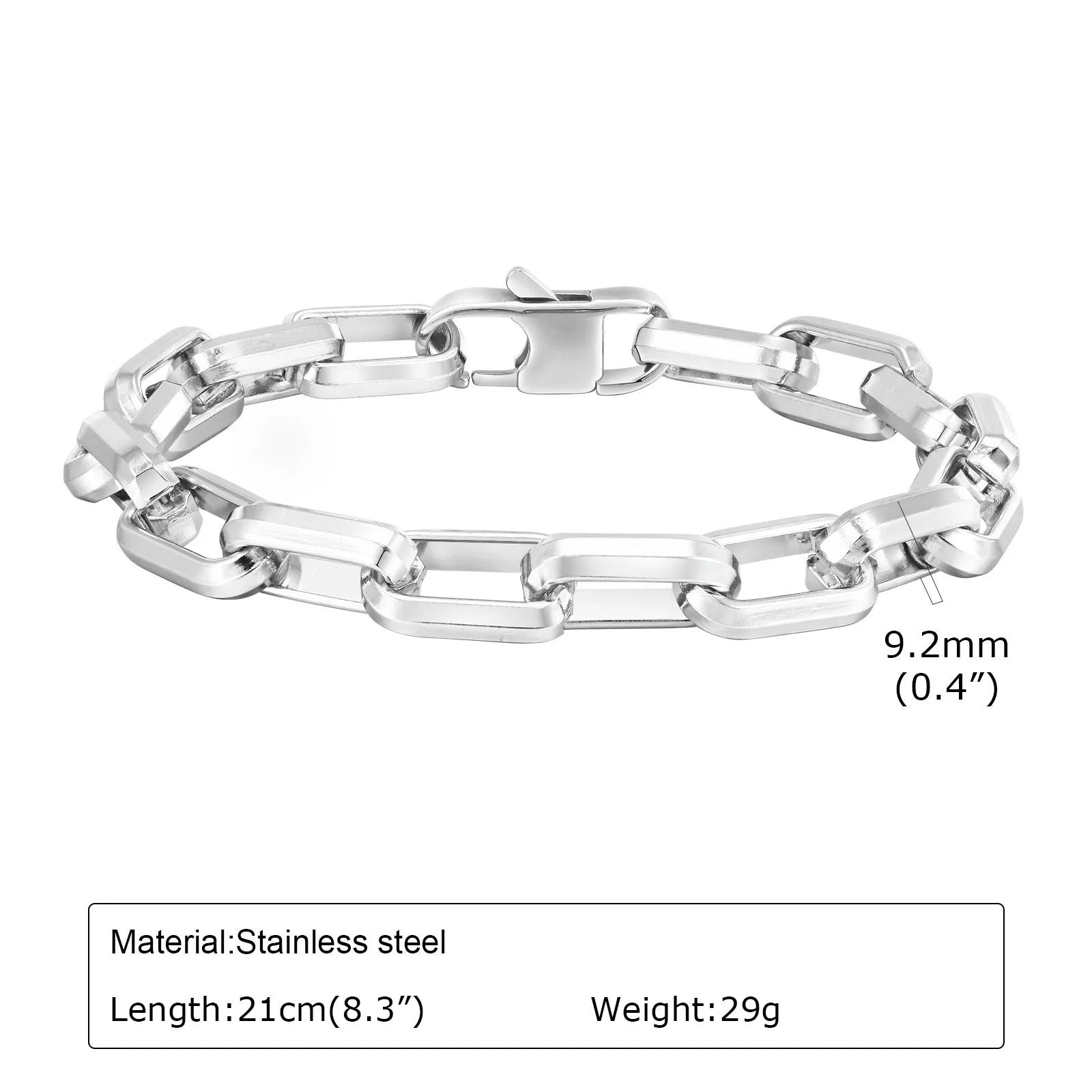 Titanium steel men's bracelet with simple square chain links in various colours.